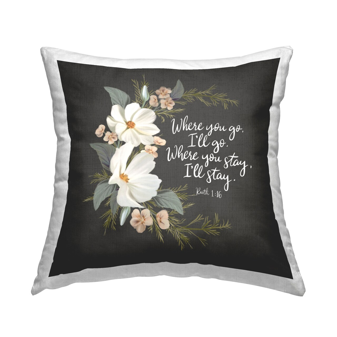 Spiritual Scripture with Florals Decorative Printed Throw Pillow Design by House Fenway, 18 x 7 x 18